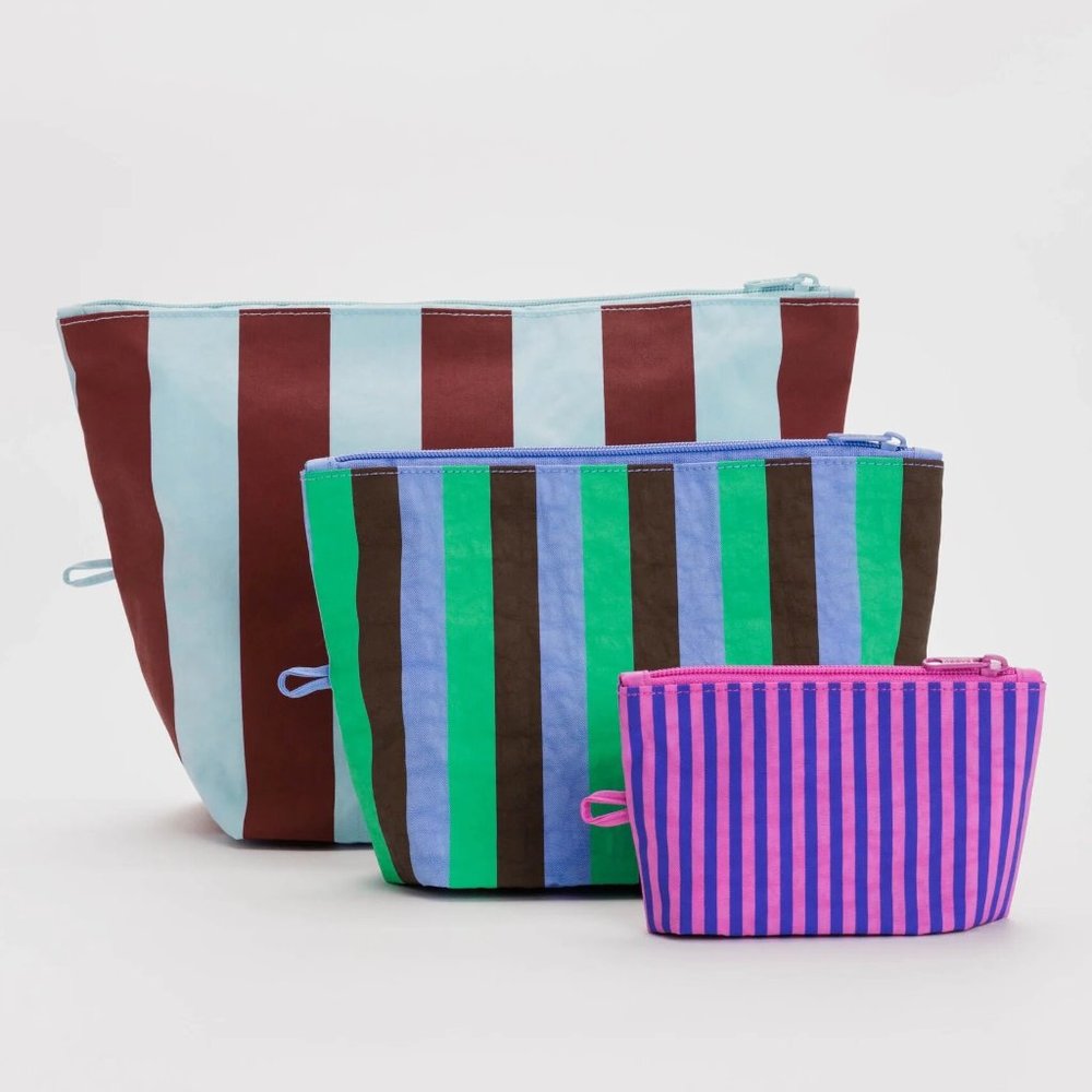 NWT Baggu Go Pouch Set - Vacation Stripe Mix